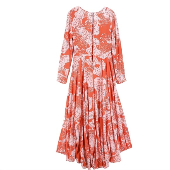 Free People First Kiss floral full skirt maxi dress Tangerine Dream - Picture 8 of 11